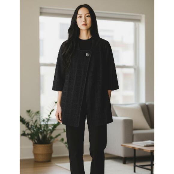 Ming Wang black sweater cardigan blazer sz medium - Picture 1 of 5